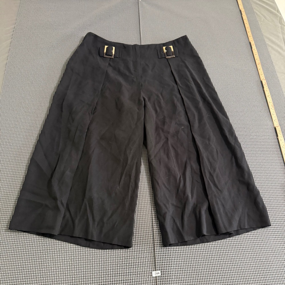 MNG Suit Womens Black Wide Leg Buckle Detail Culottes Size USA 8